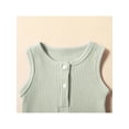 thumbnail image 4 of Franhais Infant Baby Girls Boys Suit, Solid Color Sleeveless Triangle Romper Tops+High Waist Bowknot Shorts, 4 of 9