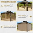 thumbnail image 4 of COOS BAY 12x12 Hardtop Gazebo with Aluminum Frame, Galvanized Steel Double Roof Outdoor Pavilion with Netting and Curtains, Dark Brown/Tan, 4 of 9