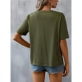 thumbnail image 4 of Mexican Shirts for Women Embroidered Traditional Summer Blouse Floral Tunic V Neck Short Sleeve T Shirt  Green M, 4 of 6