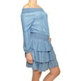 thumbnail image 4 of Michael Michael Kors Ruffled Off-The-Shoulder Tiered Dress, Light Cadet Wash (Small) Blue, 4 of 5