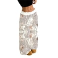 thumbnail image 3 of Pantalones harem informales elásticos de pierna ancha con cintura y estampado de camuflaje de hoja de arce for mujer, 3 of 5