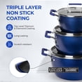 thumbnail image 4 of Granitestone Blue Juego de ollas y sartenes antiadherentes, juego de 6 ollas apilables, ollas de cocina, revestimiento antiadherente, ollas de 5 qt, 3 qt y 1,5 qt con tapas, asas que se mantienen fres, 4 of 5