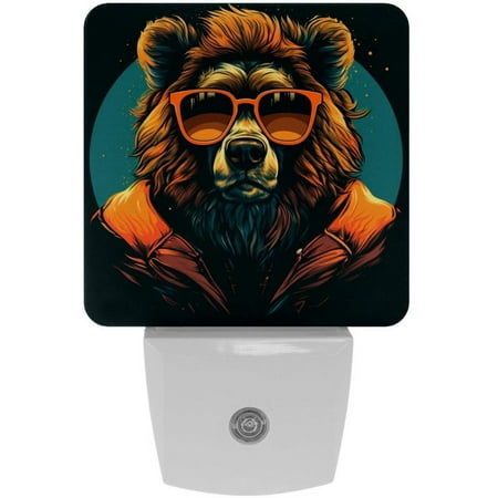 

Bears LED Square Night Light - Small and Bright Square-shaped LED Night Light for Bedroom Bathroom and Hallway - Compact Plug-in Nightlight with Auto on/Off Sensor