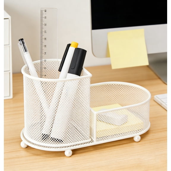 Yhmxh Metal Mesh Desk Organizer with 2/3 Compartments, Mesh Desk Multifunctional Organizer, Pen Holder & Storage Caddy for Office, Home, Stationery & Makeup, Desk Accessories