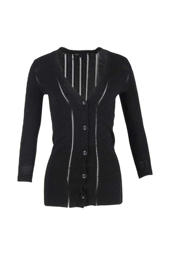 Pre-Owned Maje Knitted Buttoned Cardigan in Black Wool