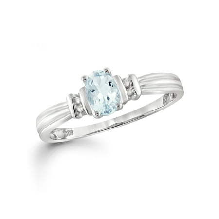 1/2 Carat T.G.W. Aquamarine And Accent White Diamond Sterling Silver Women's Ring