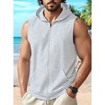 thumbnail image 5 of Men'S Workout Hooded Tank Tops Fashion Muscle Zip Up Sleeveless Hooded Slim Fit Gym Hoodie Light Gray S, 5 of 6