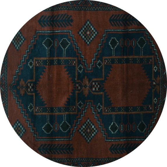 Ahgly Company Indoor Round Persian Light Blue Traditional Area Rugs, 5' Round