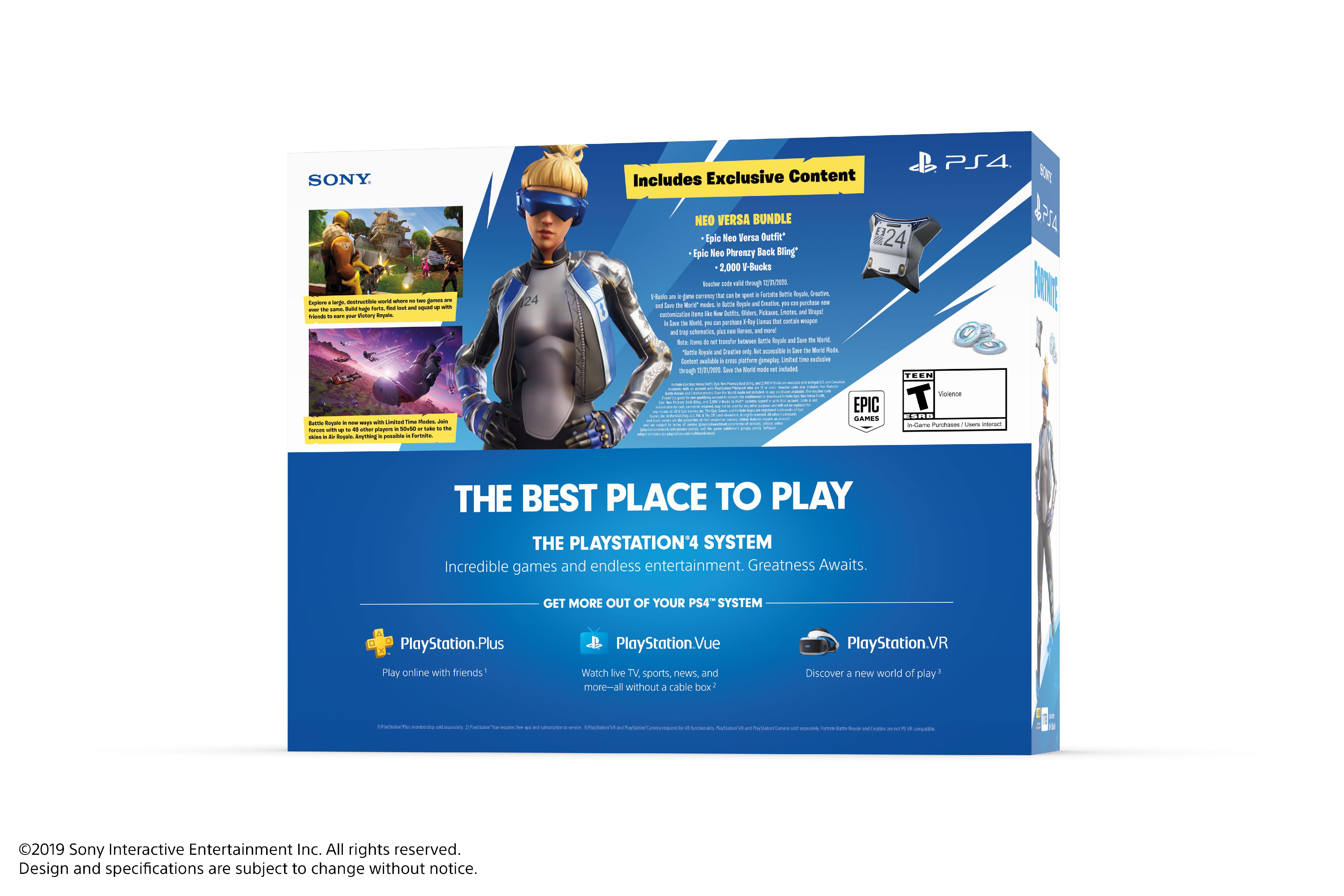Sony PlayStation Slim 1TB Fortnite Neo Versa PS4 Bundle 