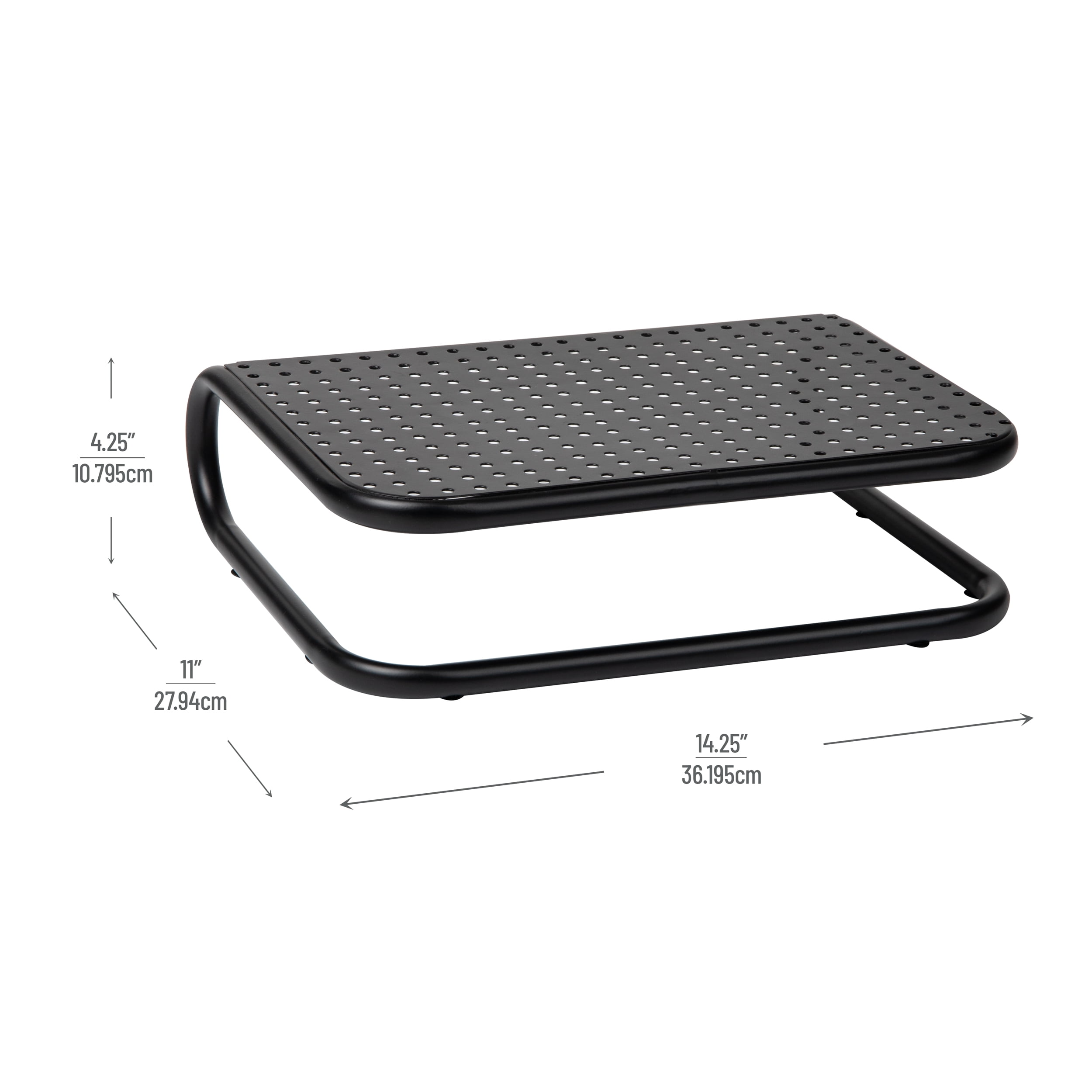 Mind Reader Metal Monitor Stand, Desk Riser Desktop Organizer 14.25"L x 11"W x 4.25"H, Set of 2, Black