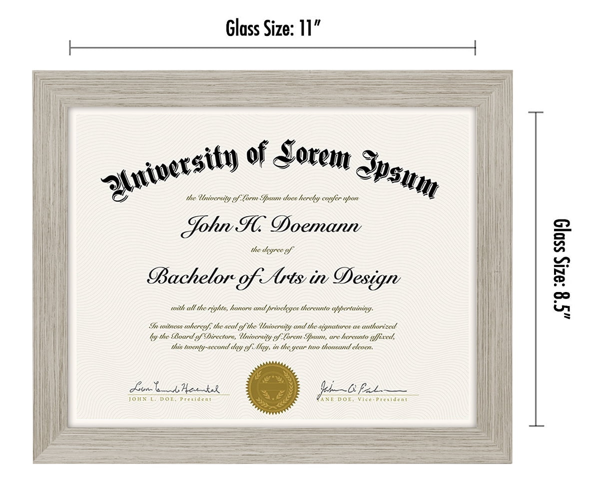 Americanflat 8.5x11 Diploma Frame in Drift Wood with Shatter Resistant Glass - Horizontal and Vertical Formats for Wall and Tabletop