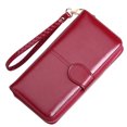 thumbnail image 4 of Cartera larga de piel sintética con cremallera para teléfono móvil, cierre a presión, portátil (rojo vino), 4 of 5