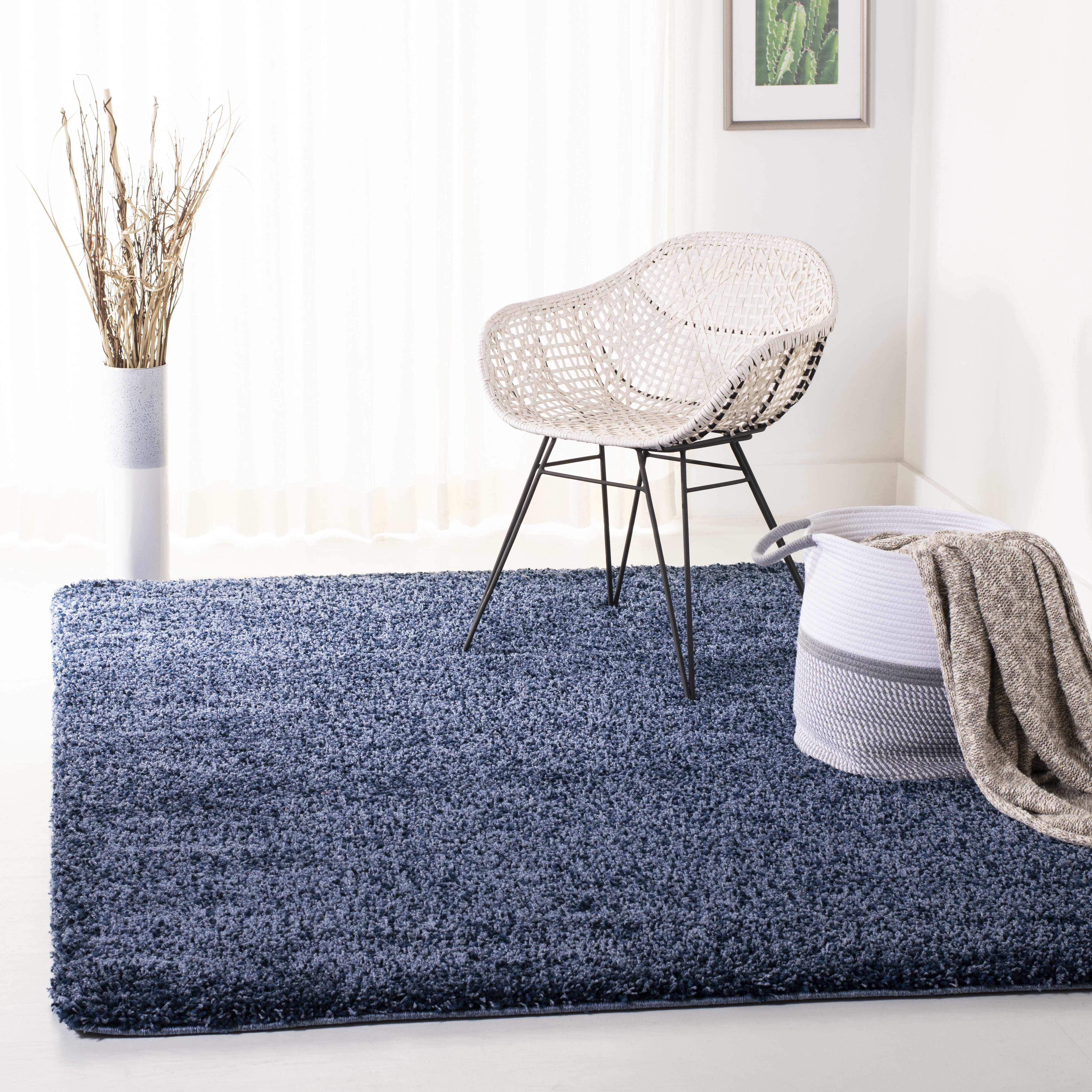 Safavieh California Plush Solid Shag Area Rug, Navy, 6' x 8'