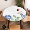 thumbnail image 5 of Bue Hydrangea Elastic Fitted Round Table Cover Blue Butterfly Waterproof Outdoor Tablecloth for Holiday Party, Picnic, Patio & Dining Fits Tables Up to 36"-44", 5 of 8