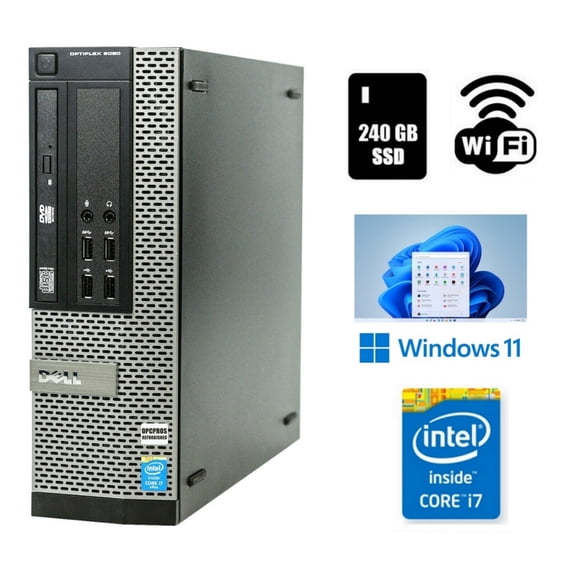 Restored Dell OptiPlex 9020 SSF Computer Desktop Core i7 16GB Ram 240GB SSD Wi-Fi Windows 11 Pro Ready to Use