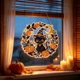 thumbnail image 3 of DIY Halloween Witch Hat Black Cat Pumpkin Wreath Diamond Painting Suncatcher Hanging Ornament Kit, Pearl Round Acrylic Sun Catcher, Diamond Art Decor for Fall Window Front Door Holiday Gift, 3 of 6