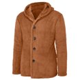 thumbnail image 5 of WTOBBY Men's Fall and Winter Solid Color Hooded Fleece Coat, Fleece Fashion Trend Menswear for Casual and Street Style, Soft and Warm for Daily Wear,Coffee M, 5 of 5