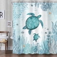 thumbnail image 2 of Blue Ocean Turtle Shower Curtain for Bathroom Coastal Beach Decoration Teal Sea Turtle Polyester Fabric Bathroom Curtain Set with Hooks, 72 x 72 inch, 2 of 3