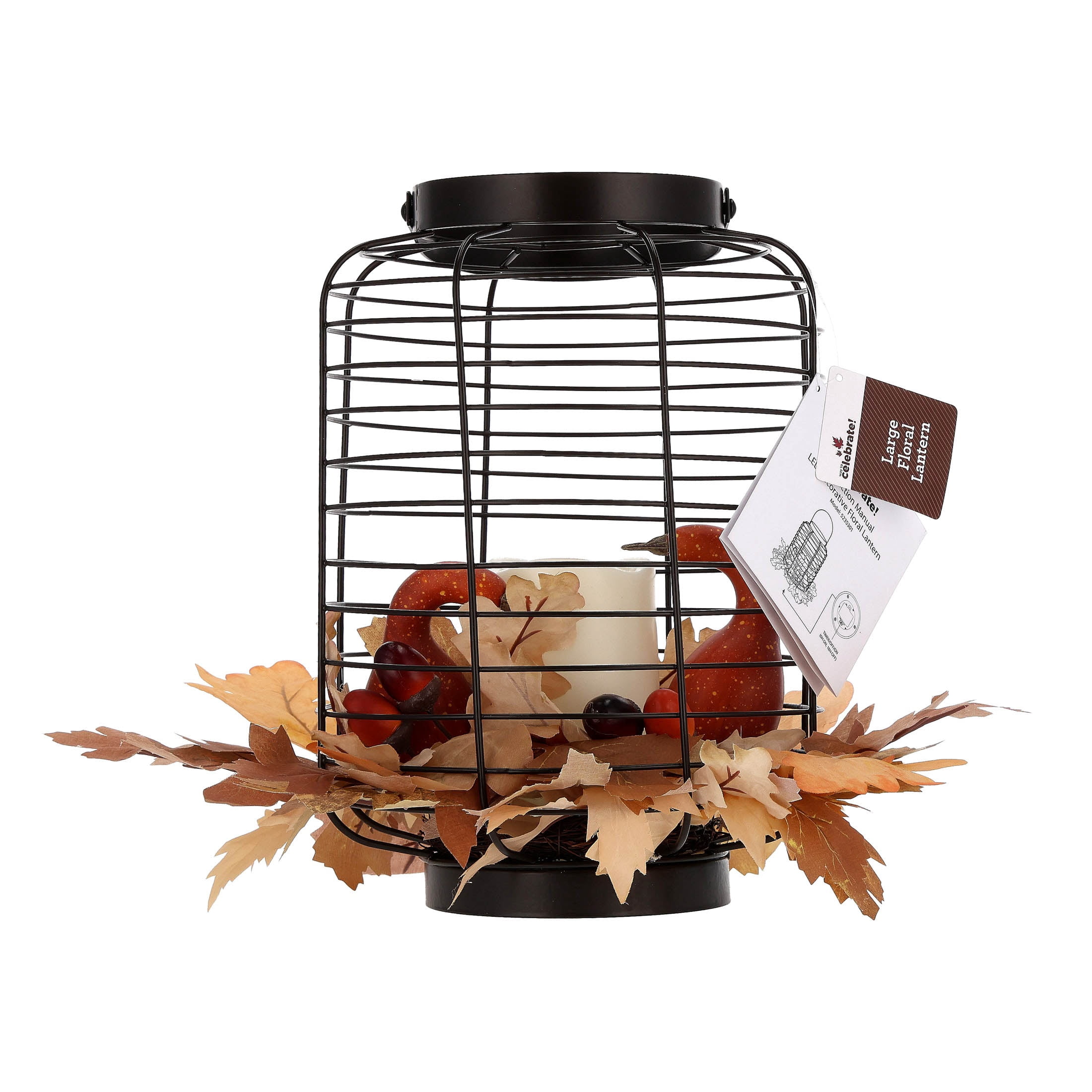 Light-Up Leaves and Gourds Lantern Decoration, Multicolor, 12", Fall by Way To Celebrate