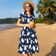 thumbnail image 4 of Disketp Swan para Vestido de Manga Corta para Mujeres, Vestidos de Verano para Mujeres, Casual y Holgado para la Playa, 4 of 6