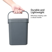 EKO Compost Caddy Kitchen Trash Can, 0.8 Gallon Plastic Rectangular Wall Mounted With Lid Garbage Bin, Gray