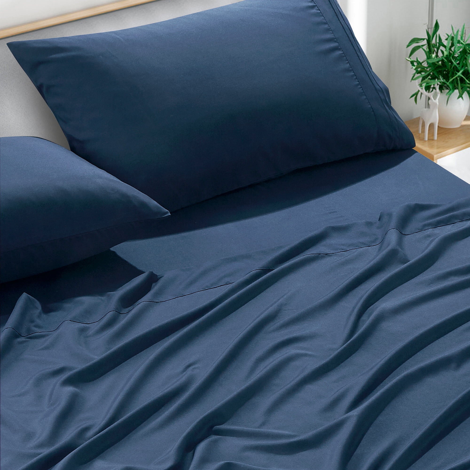 4-Piece Set Bed Sheets, Bedding with Fitted Sheet, Flat Sheet & Pillowcases