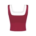 thumbnail image 3 of ATHLECHIC Women's Slim Fitted Crop Tank Top Color Block Square Neck Sports Camisole for Summer 2XL Wine Red, 3 of 5