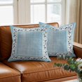 thumbnail image 3 of Throw Pillow Covers, Teal Blue Spring Floral 16x16 Pillow Covers for Couch/Sofa/Bed, Vintage Elegant Summer Botanical Decorative Square Linen Cushion Pillowcase for Home Decor, 3 of 9