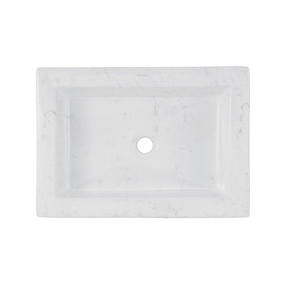 Voltaire 22" Ceramic Vessel Bathroom Sink in White Marble