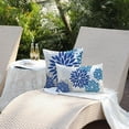thumbnail image 6 of Blue Flower Pillow Covers 12x20 Inch Set of 2 Dark and Light Blue Colored Pillow Outdoor Waterproof Decor for Patio Funiture Garden Summer Floral Square Polyester pillowcovers 002E12, 6 of 6