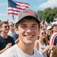 thumbnail image 6 of Waldeal American Flag Trucker Hat for Men Women, Adjustable Snapback Mesh USA Flag Baseball Cap, 6 of 7