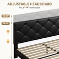 thumbnail image 6 of Queen Bed Frame with Upholstered Faux Leather Headboard, UHOMEPRO Platform Bed Frame with Wood Slat Support, No Box Spring Needed, Black, 6 of 10