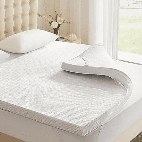 2 Inch Memory Foam Mattress Topper Twin, Memory Foam Pad with Removable & Washable Cover, Bed Topper for Back Pain, Non-Slip Ventilated Design, Twin Size