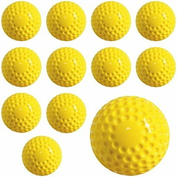 12 Pcs Yellow Dimpled Softballs, 12-Inch Pitching Machine Ball Softballs for Indoor/Outdoor, Hitting and Fielding Practice Foam Sport$$Sport & Recreation Other