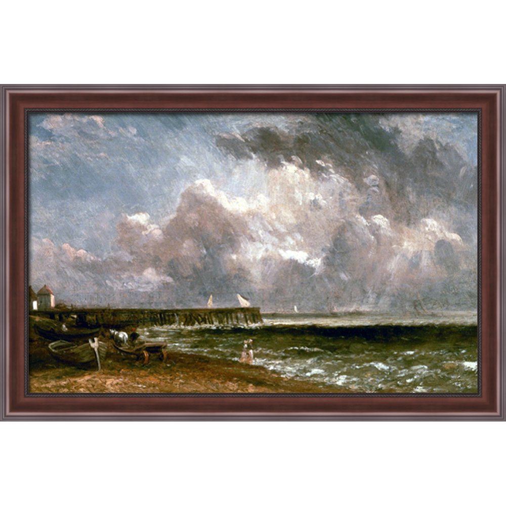 Yarmouth Pier 40x26 Large Walnut Ornate Wood Framed Canvas Art by John
