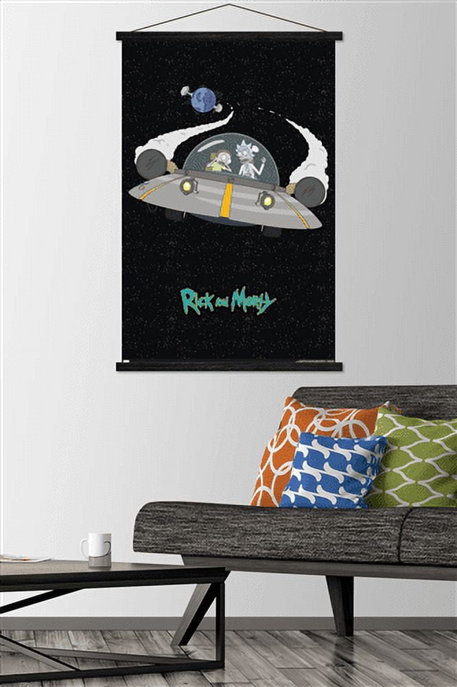 Rick And Morty - Space Wall Poster with Wooden Magnetic Frame, 22.375" x 34"