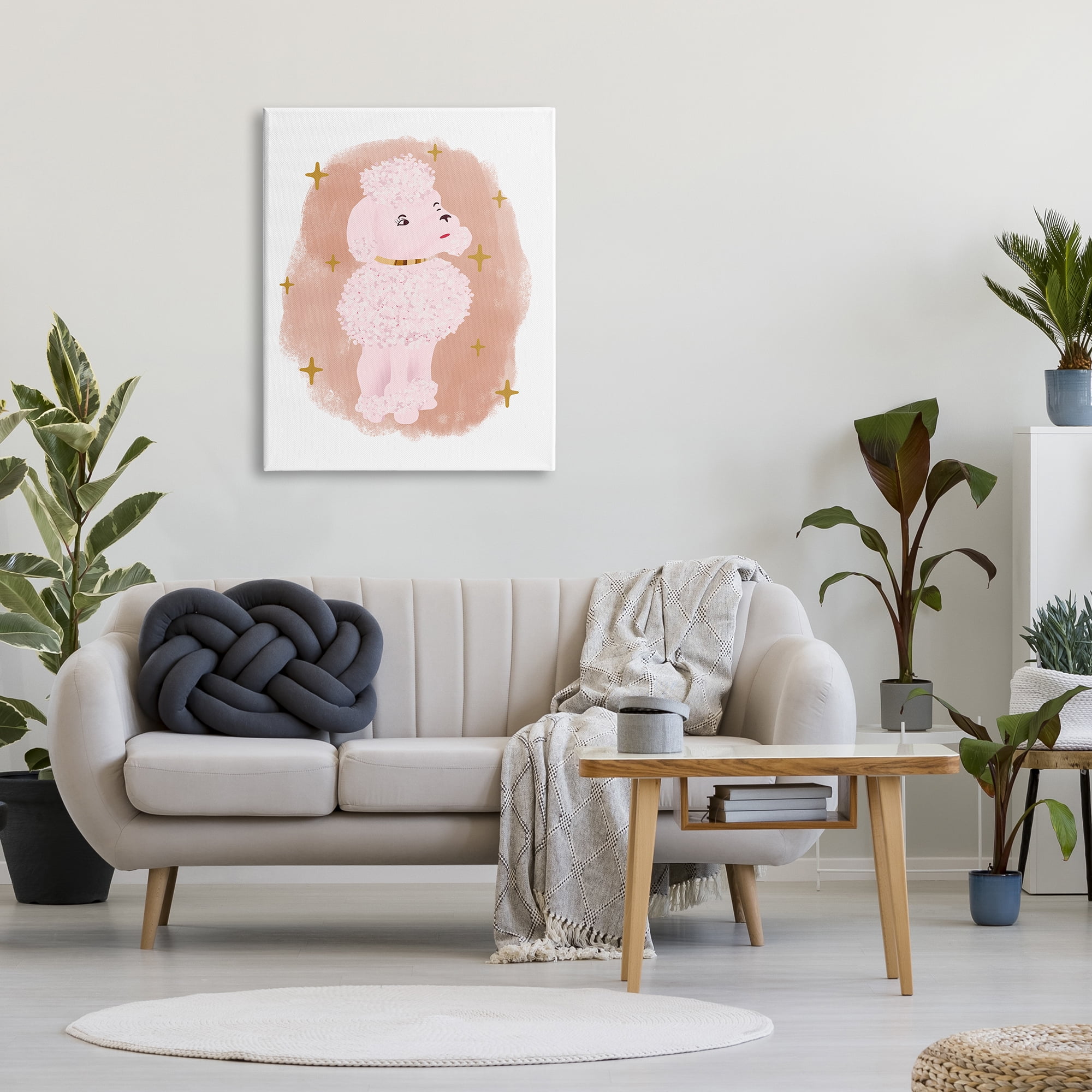 Stupell Industries Posh Pink Poodle Glam Stars Fluffy Pet Dog, 30 x 40, Design by Jen Bucheli