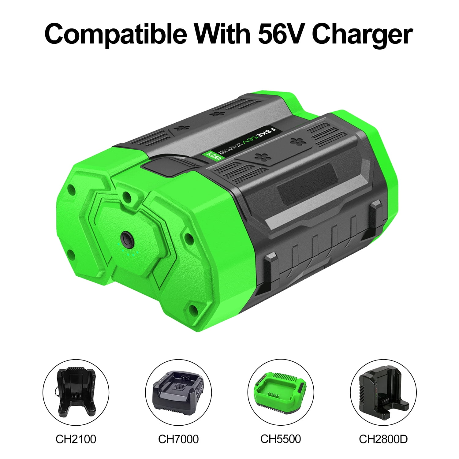 FSKE 56V 5.0Ah Ion Replacement for EGO Battery BA2800T BA2800 BA4200 BA1400 Compatible with EGO 56-Volt Power+ Cordless Tools Easy to Charging