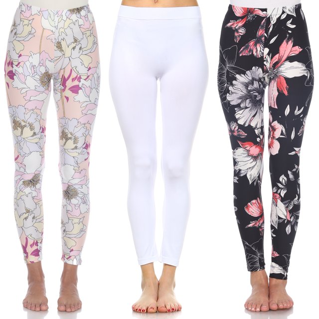 White Mark Leggings Imprimés Extensibles Doux pour Femmes Lot de 3