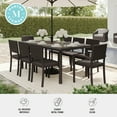 thumbnail image 4 of Martha Stewart 9-Piece Indoor-Outdoor Dining Set with 8 Stackable Dining Chairs and 70" Patio Table with Engineered Wood Top in Brown Rattan Wicker, 4 of 11