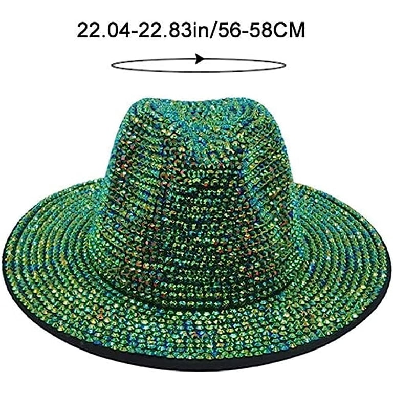 LINLIN Rhinestone Fedora Hats Wide Brim Panama Hat Casual  display picture 2
