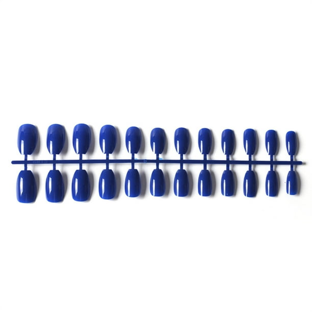 Vogacara 24 piezas de uñas postizas de ataúd resistentes a los arañazos de bailarina corta coloridas uñas acrílicas artificiales de color sólido DIY Juegos de manicura 20 azul real Vogacara CE011412-20