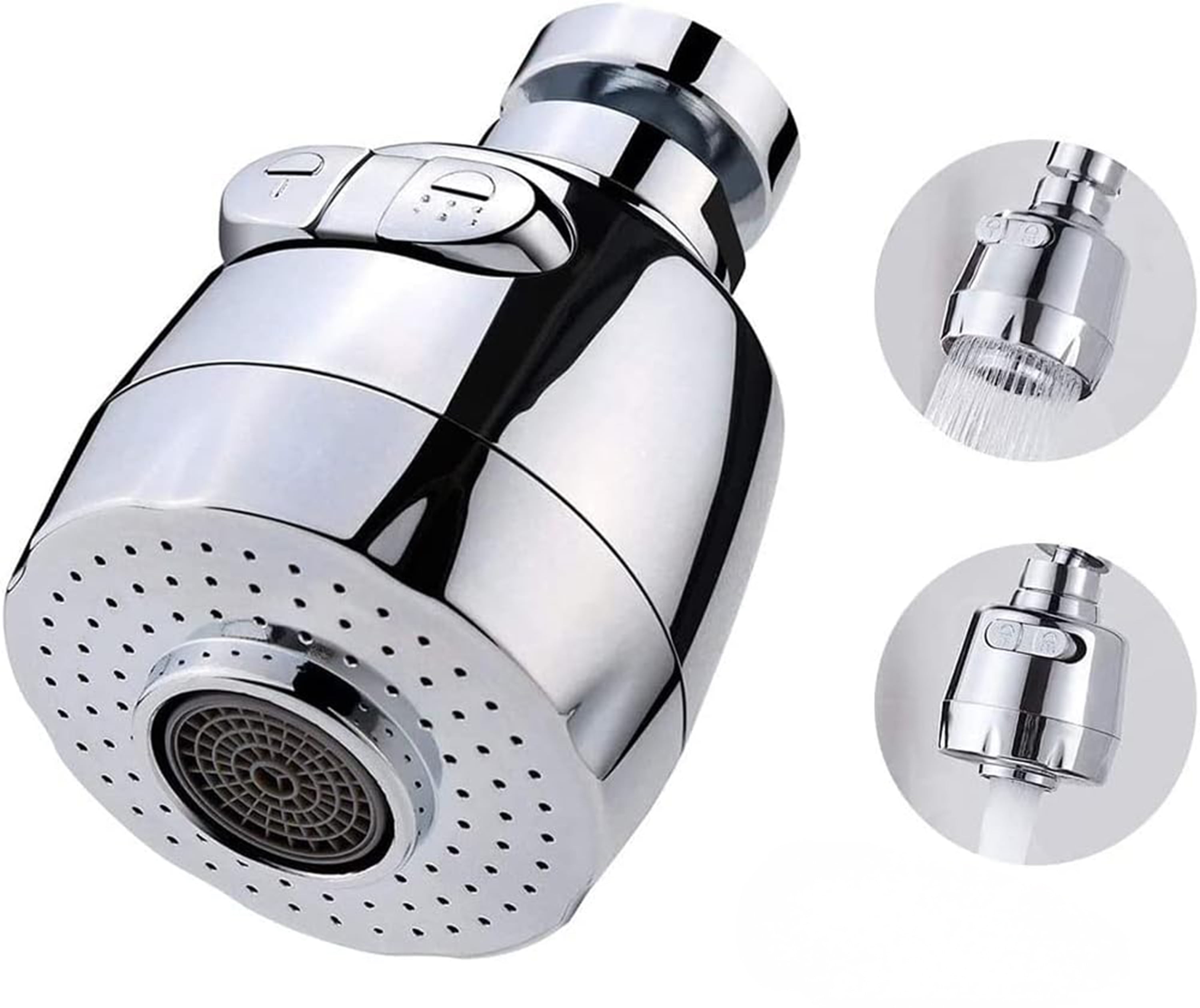 Mainstays 360° Rotating Dual Thread Faucet Aerator with Two-Mode Sprayer in Chrome