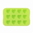 thumbnail image 2 of Molde de corazón de silicona para hielo, molde flexible para bebidas, cócteles, whisky, chocolate, apto para alimentos, reutilizable, apilable, capacidad para 12 cubos, verde y rojo., 2 of 6