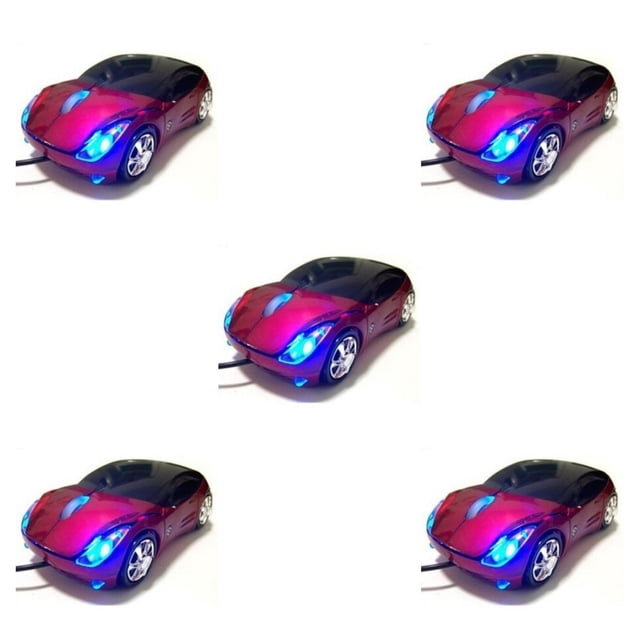 relayinert Universal Fast Speed Car Shaped Wired Optical Mouse Home Office Hotel Portable 3 Keys Gaming Computer Mice Desktop PC Show as Picture 5Set