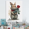thumbnail image 2 of Designart Bunny Love Holding A Rose Canvas Wall Art, 2 of 5