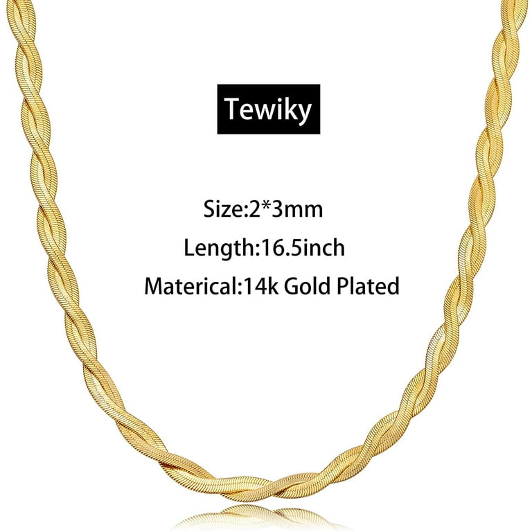 24k solid 2024 gold herringbone chain