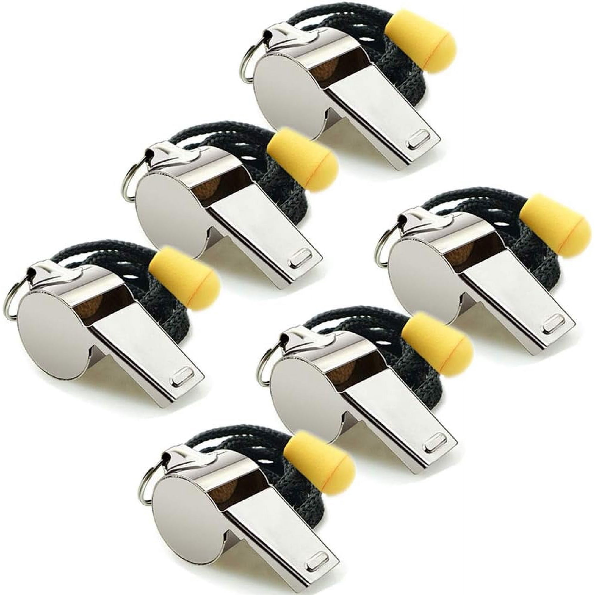 MRSXXNTY Whistle, 6 Pack Stainless Steel Sports Whistles with Lanyard, Loud Crisp Sound Whistles Great for Coaches, Referees, and Officials