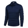 thumbnail image 3 of COOFANDY Men's Thermal Henley Sweater - Quarter Button Mock Neck Knit Pullover with Pocket, 3 of 5