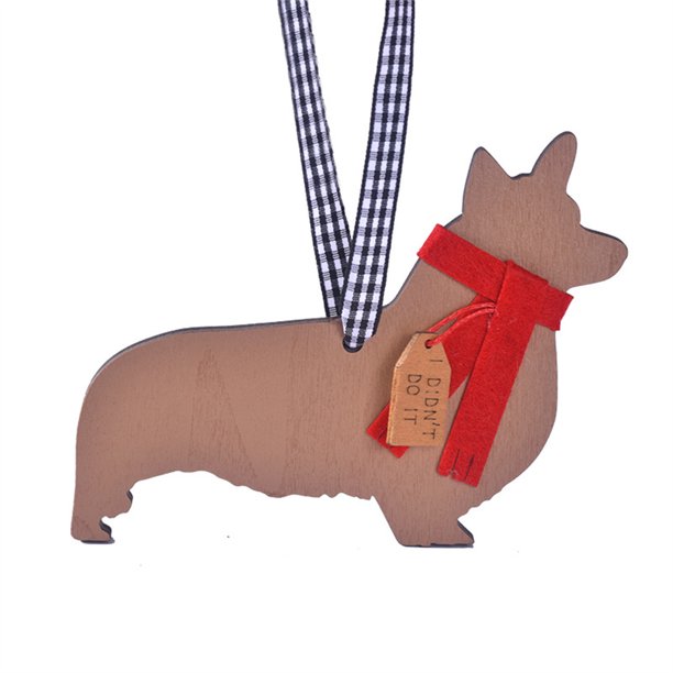 Wmhnj Adorno de madera de perrito para decorar el rbol de Navidad, la chimenea, la ventana o el coche.